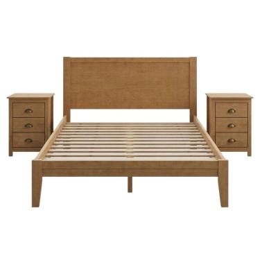 Imagem de Cama Queen 2 Mesas de Cabeceira 3 Gavetas Madeira Taeda Festra