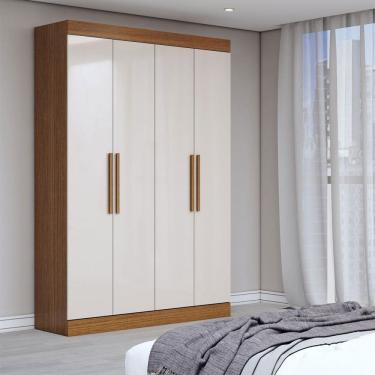Imagem de Guarda-Roupa Solteiro Splendore 4 Portas 2 Gavetas 100% Mdf Cinamomo/Off White - Panora...