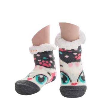Imagem de Meia Infantil Puket Botinha Tricô Kids Menina Desenhada Mescla Escuro,
