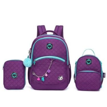 Imagem de Kit Mochila Feminina Escolar Juvenil Costas 26 Litros Estojo Lancheira-Feminino