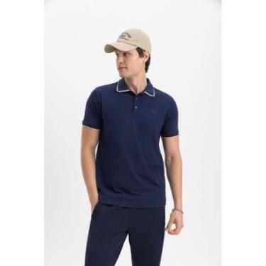 Imagem de Camisa Polo Masculina Em Malha Essendi Azul Escuro-Masculino