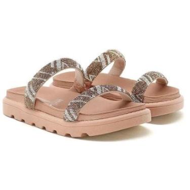 Imagem de Rasteira Vizzano Flatform Strass Hotfix - Bege - 39-Feminino