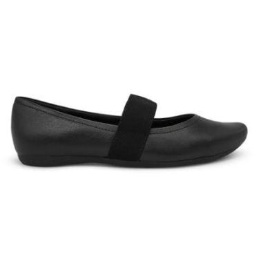 Imagem de Sapatilha Usaflex Feminina Boneca Couro Bico Redondo Casual UD20002-Feminino