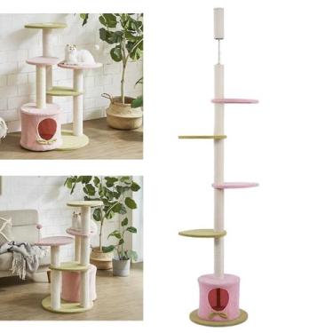 Imagem de Arranhador Gato Pet Felino Casinha Brinquedo Torre 5 Modos Descanso Es