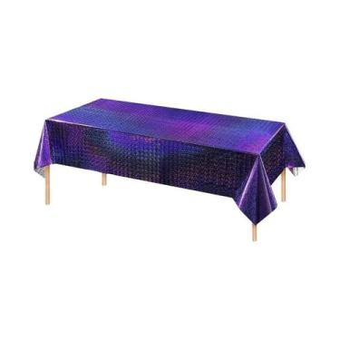 Imagem de Toalha De Mesa De Alumínio Brilhante Impermeável 137x274cm Para Decora