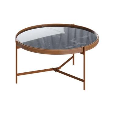 Imagem de Mesa de Centro Nezuko 71cm Base Cobre Tampo Mármore Preto G29 - Gran B