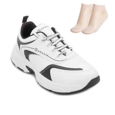 Imagem de Tênis Casual Ramarim e Meia RM25-25782 BP, Branco, Preto, 37