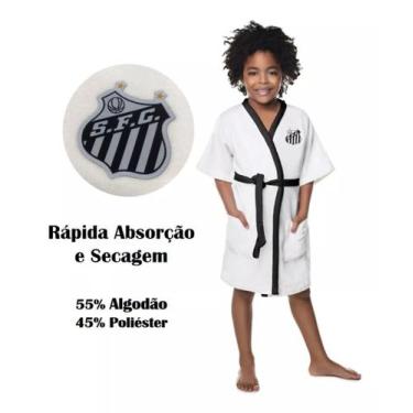 Imagem de Roupao Aveludado Infantil Quimono Estampa Time Santos M Lepper