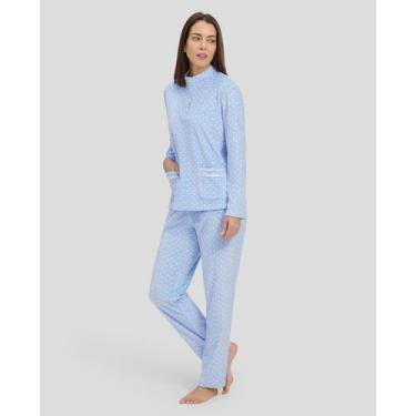 Imagem de Conjunto de Moletom Feminino com Estampa de Corações Confortável Azul 