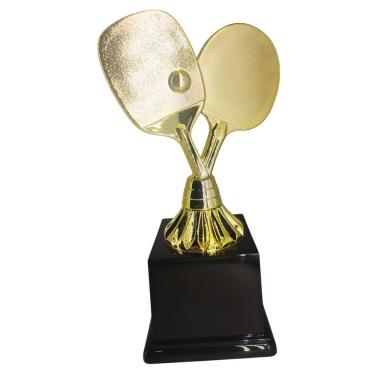 Imagem de Troféu de Tênis de Mesa Vitória 600022 em Polímero Metalizado Dourado com Base Preta 18cm