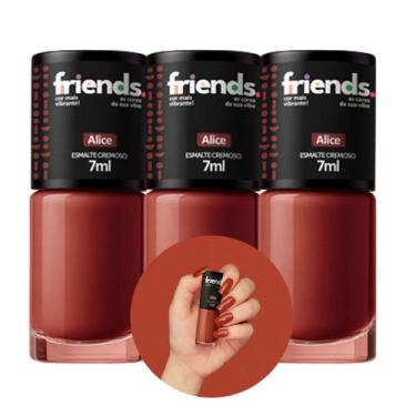 Imagem de Kit 3 Esmalte Cremoso Terracota Marrom Avermelhado Alice Friends 7ml C