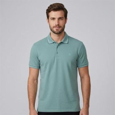 Imagem de Camisa Polo Dudalina Frisos Degradê Ou26 Verde Masculino, GG