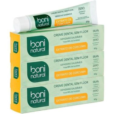 Imagem de Creme Dental Boni Natural Extrato de Cúrcuma Sem Flúor 90g 3 Un