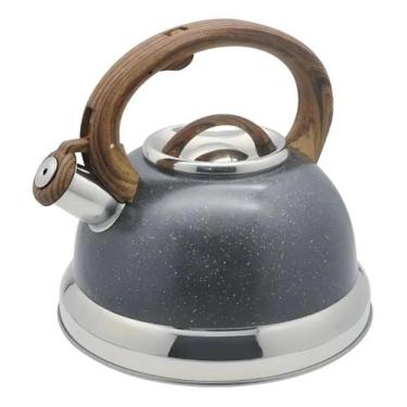 Imagem de Chaleira Roma Com Apito 2,7l Indução Aço Inox Granito Brinox Cinza