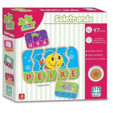 Imagem de Brinquedo Educativo Be-a-bá Soletrando Turma da Mônica em Madeira Reciclada Nig Brinquedos