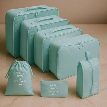 Imagem de Kit Necessaire Organizador Mala Viagem 7 Peças Verde Água - Mirai Fami