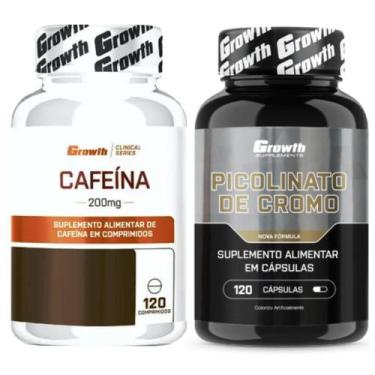 Imagem de Kit Cafeina 200mg 120 Caps + Cromo Picolinato 120 Cap Growth