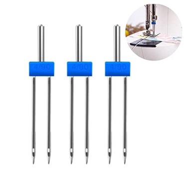 Imagem de 03 Agulhas Dupla 4mm Nº 11 Para Máquina de Costura Doméstica