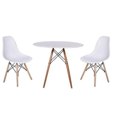 Imagem de Kit Mesa Jantar Eiffel 90cm Branca + 2 Cadeiras Charles Eames - Branca