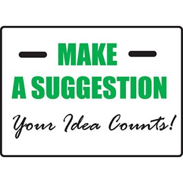 Imagem de Accuform Placa de caixa de sugestão de plástico Signs MGNF560VP, legenda "Faça uma sugestão que sua ideia conta!", 25,4 cm comprimento x 35,5 cm largura x 0,08 cm espessura, verde/preto sobre branco