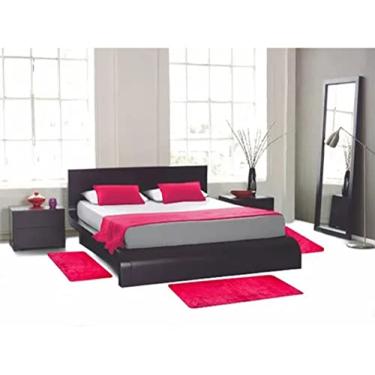 Imagem de Tapete Para Quarto Kit 3 Peças Pelo Macio Beira De Cama (Pink)