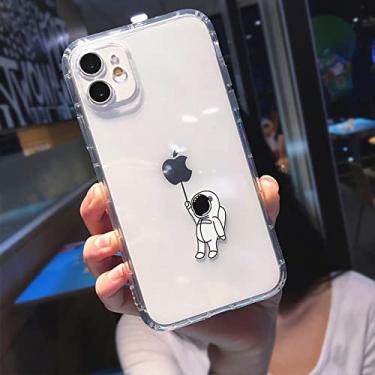 Imagem de Capa de telefone de astronauta bonito dos desenhos animados para iPhone 11 13 Pro MAX XS XR X 12 7 8 Plus TPU macio transparente capa traseira à prova de choque, Apple pendurado, para iPhone 8 Plus