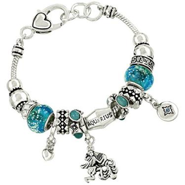 Imagem de Falari Zodiac Charm Bracelet Multi-Color Slide Metal Murano Beads Silvertone