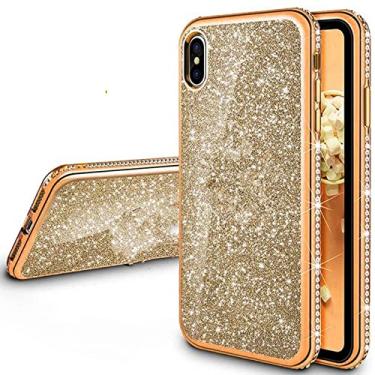 Imagem de Capa de diamante para iphone 11 pro max xs max xr x capa de cristal glitter bling anel suporte para iphone 12 7 8 plus x capa protetora, ouro sem anel, para iphone13 pro max