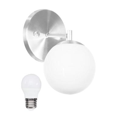 Imagem de Arandela Orby Bolinha Escovado + lampada 6000k