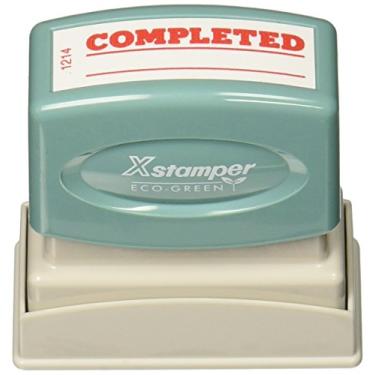 Imagem de SHACHIHATA Carimbo pré-pintado INC "completo", 1/2 x 1-5/8 polegadas, tinta vermelha (XST1214)