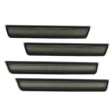 Imagem de 4 peças lâmpadas de marcador lateral âmbar frontal com lente fumê luzes LED vermelhas traseiras aptas para Dodge Challenger 2008-2014/2015-2020 Motorista e Passageiro Sidemarkers