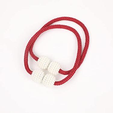 Imagem de Acessórios de cortina de fivela magnética de corda de flor criativa acessórios de cortina simples pequena pulseira de fivela magnética de pérola, T10,4 pcs