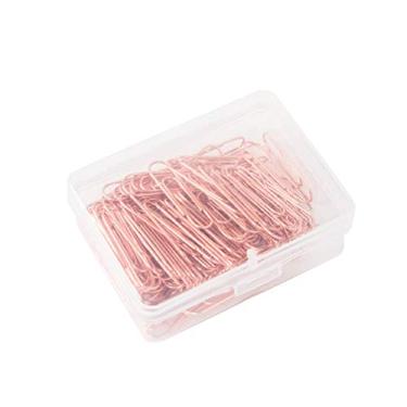 Imagem de Uma caixa de 120 peças clipes de papel de metal ouro rosa 28 mm clipes de papel para papelada suporte de papel porta-cartas, melhor para organização de documentos no escritório e escola
