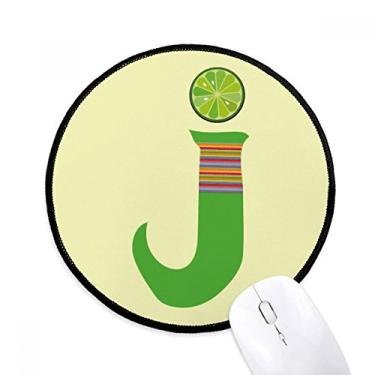 Imagem de DIYthinker J Alfabeto Laranja Frutas Bonito Padrão Mouse Pad Desktop Escritório Tapete Redondo para Computador