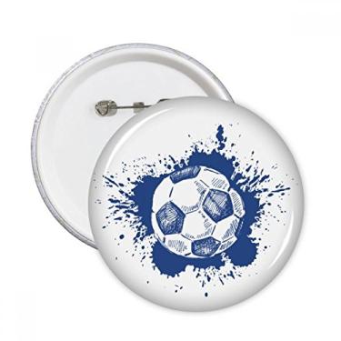 Imagem de Broche redondo de futebol azul com tinta dos desenhos animados de futebol com emblema para decoração 5 peças