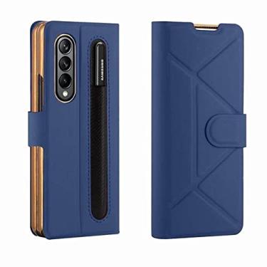 Imagem de Forte Mangetic Flip Cover Case para Samsung Z Fold 4 Case com S Pen Holder Protetor de tela de vidro temperado para Samsung Z Fold 4, azul, para Samsung Z Fold 4 5G
