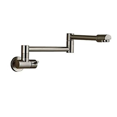 Imagem de Torneira de enchimento de panela de latão dourado Torneira de cozinha única fria Torneira de furo único giratória Bica dobrável cromada Torneira para pia montada na parede, C2