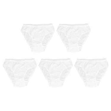 Imagem de Garosa 5 peças cuecas descartáveis femininas de algodão puro calcinha descartável maternidade confinamento XGG branco