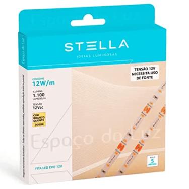 Imagem de Fita Led 12v Evo 12w/M Branco Quente 1100lm/M Ip20 Rolo 5 Metros Stella