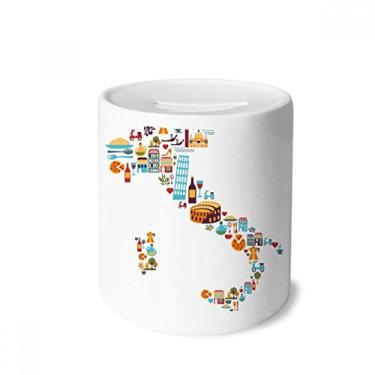 Imagem de DIYthinker Mapa da bandeira nacional da Itália caixa de dinheiro personalizada porta-moedas de cerâmica presente de cofrinho