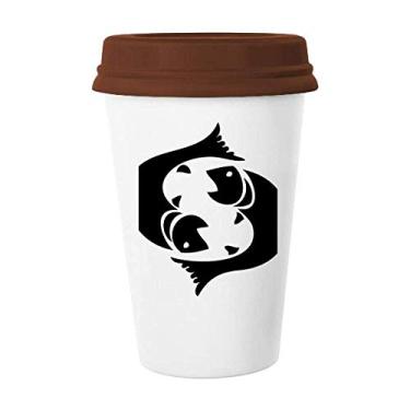 Imagem de Constellation Peixes signo do zodíaco Caneca de vidro bebendo cerâmica copo tampa