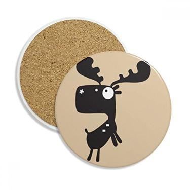 Imagem de Caneca de porta-copos de animais com desenho de cervo e pedra absorvente de proteção de mesa