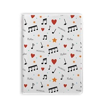 Imagem de Caderno de notas musicais com estrelas e corações capa de goma diário capa macia