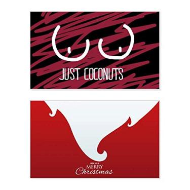 Imagem de Just Coconuts Funny Drawing Red Pink Holiday Holiday Merry Christmas Cartões de parabéns Mensagem de Natal