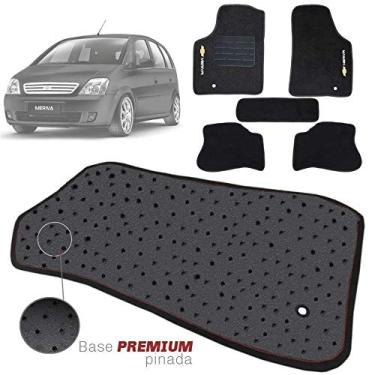 Imagem de Jogo de Tapete Carpete Tevic Pinado Compatível Com Meriva 2003 04 05 06 07 08 09 10 11 12 Impermeável Lavável Logo Bordado 5 Peças