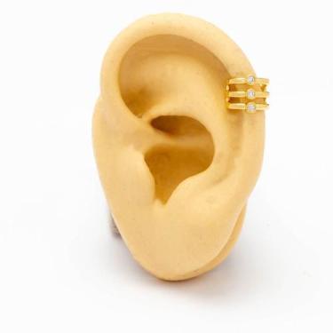 Piercing Orelha Conch Folheado a Ouro 18k Argola Cravejada G