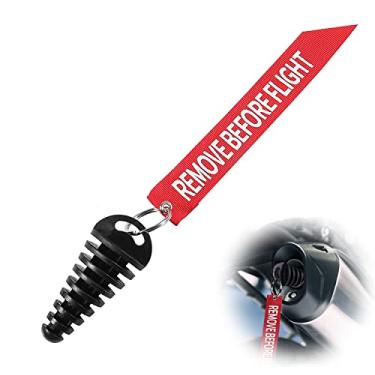 Imagem de AlmoCN Plugue de escape silenciador de 1,5 cm a 3,8 cm com flâmula para motocicleta e motocicleta silenciador de escape de borracha de 2 tempos, preto