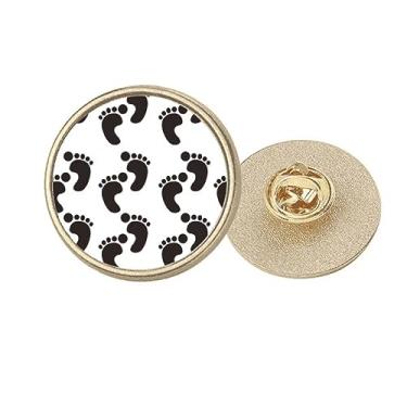 Imagem de Black Footprint Simple Outline Protect Animal Round Metal Golden Pin Broche Clip, Medium, não aplicar