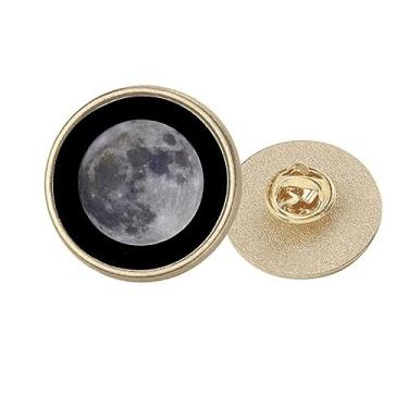 Imagem de Big Moon Dark Night Sky Art Deco Fashion Round Metal Dourado Broche Clip, Medium, não aplicar