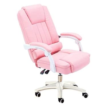 Imagem de Cadeira de escritório Cadeira de mesa Cadeira de computador Cadeira ergonômica reclinável Cadeira de escritório Cadeira de escritório Cadeira de jogo Apoio de braço Cadeira giratória (cor: rosa) Full